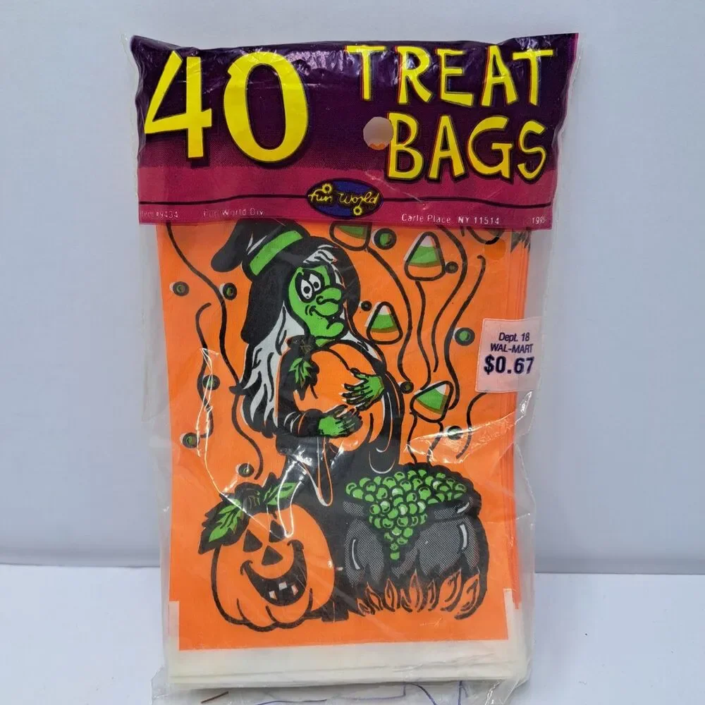 Vintage Halloween Treat Bags Goody Pack Loot Ghost Witch Pumpkin 90s Fun World